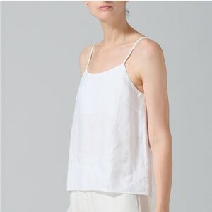 Reset White Sleeveless Linen Minimalist Top Size M